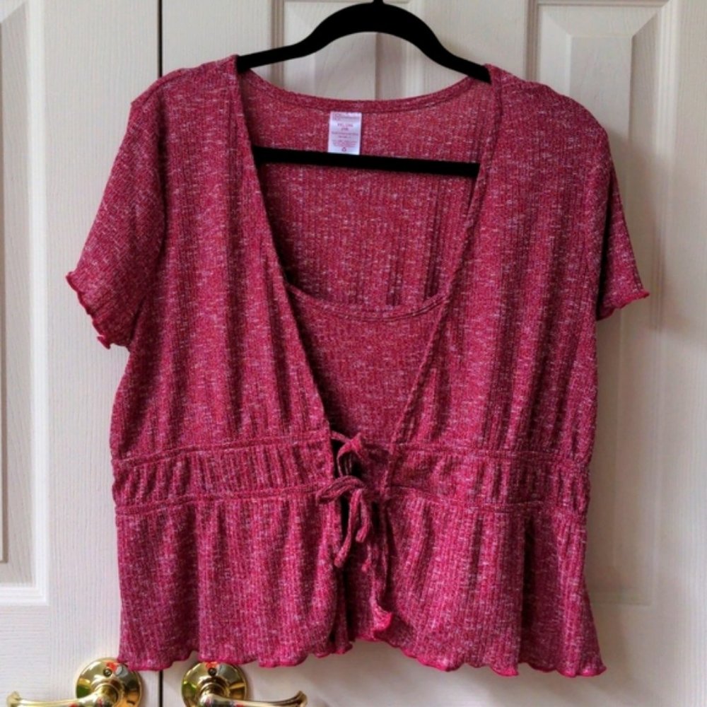 No Boundaries Pink Tie-Front Top